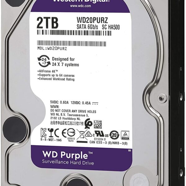 HDWD20PURZ Disco Duro PURPLE de 2TB para videovigilancia